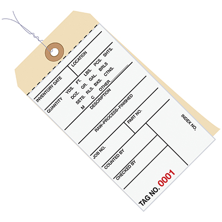 6 <span class='fraction'>1/4</span> x 3 <span class='fraction'>1/8</span>" - (4000-4499) Inventory Tags 2 Part Carbonless # 8 - Pre-Wired